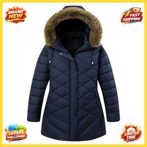 Plus Size Down Parka Puffer Coat, Detachable Hood, Waterproof Windproof Winter